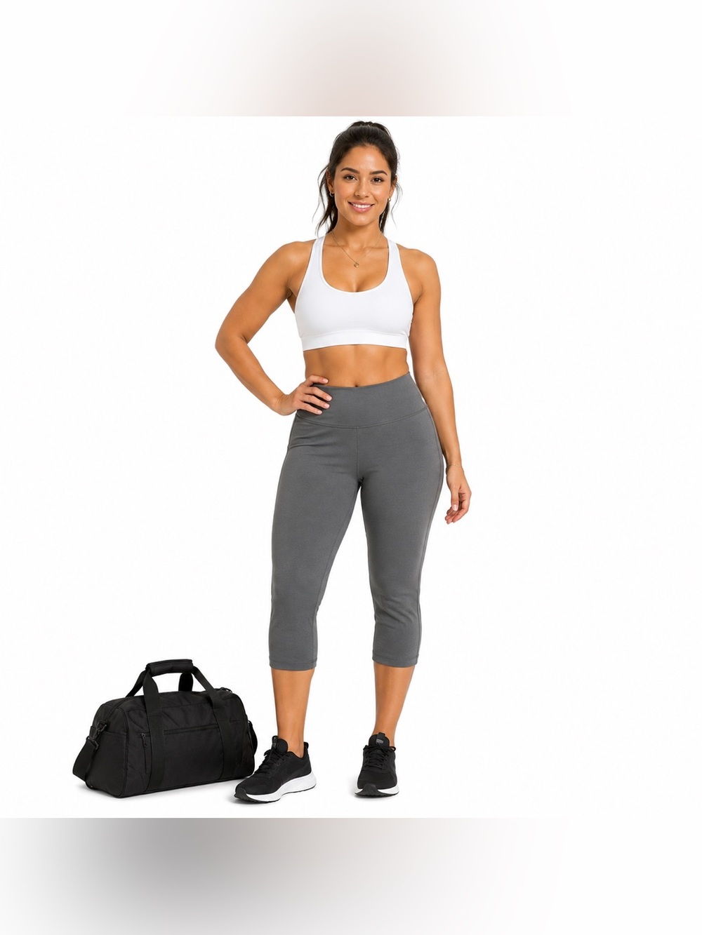 Balance Collection Gray Cropped Yoga Capri Stretch Pull-On Activewear Size XL